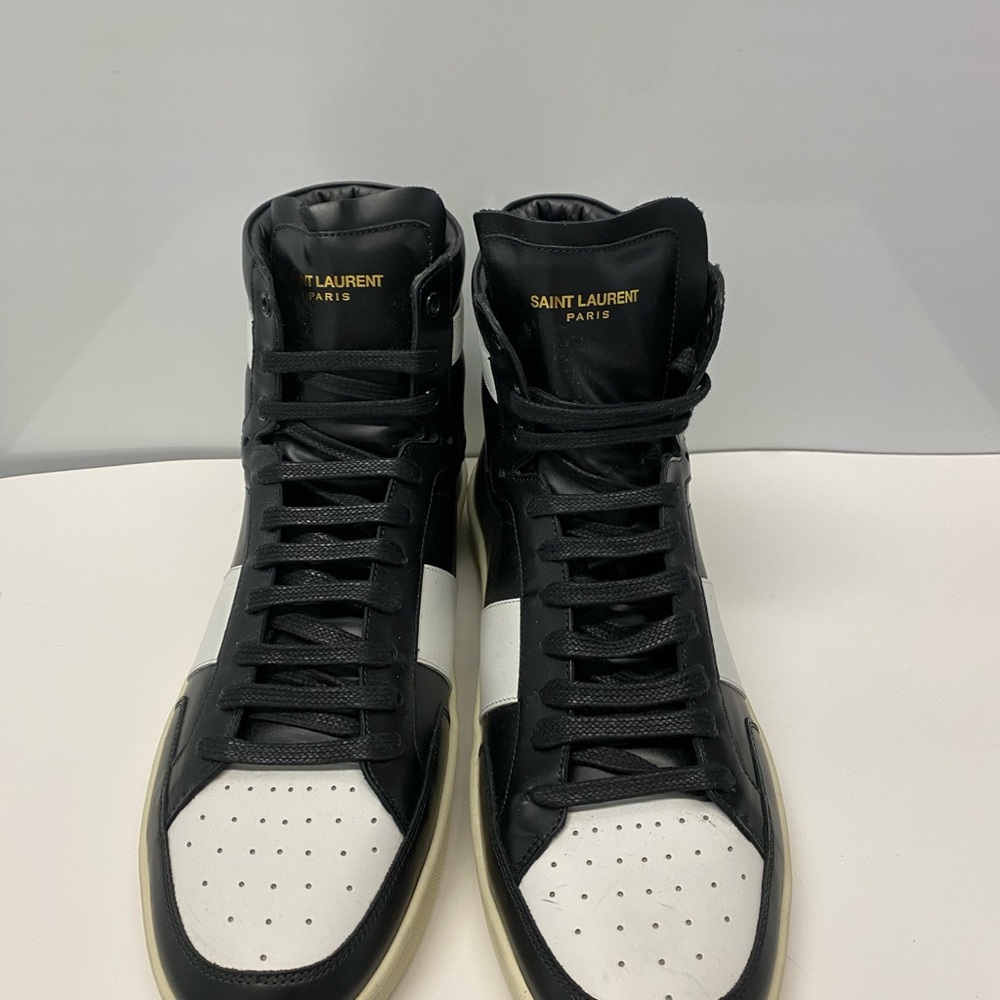 Saint Laurent men high top court sneakers shoes size 44.5 is 11.5 - Picture 2 of 9